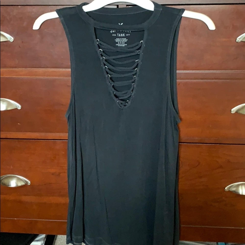 Lace Up Charcoal Tank